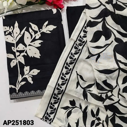 Black Printed Satin Cotton Salwar Material AP251803 - Neidhal