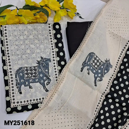 Black printed satin cotton salwar material my251618-Neidhal