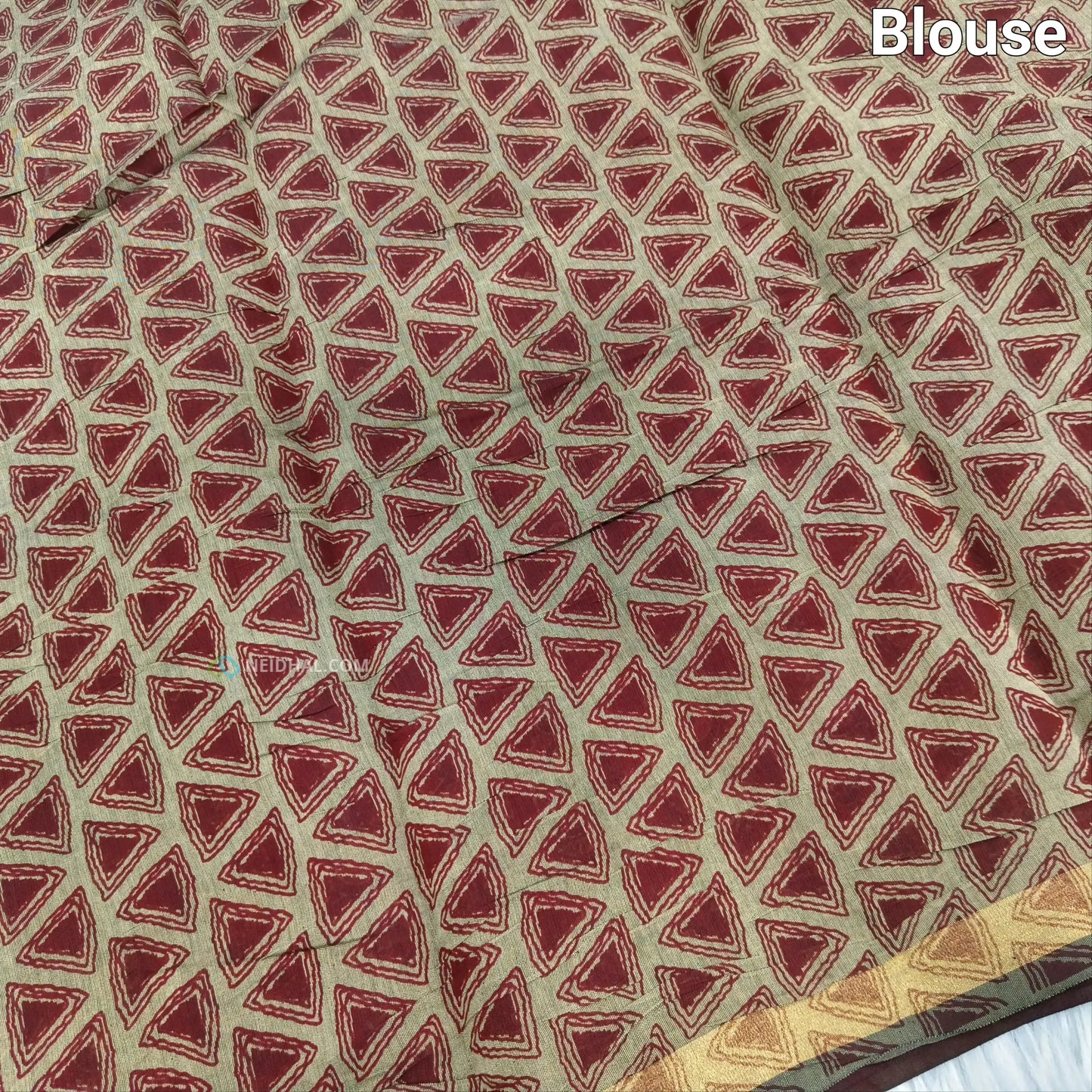 Black printed semi chanderi silk cotton saree ns67-Neidhal