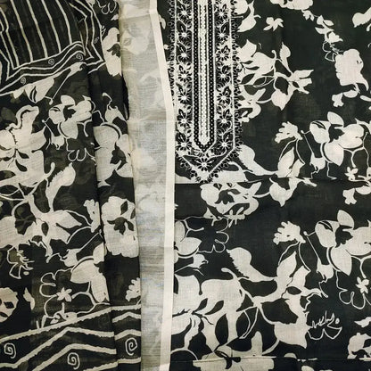 Black printed semi linen salwar material ap252222-Neidhal