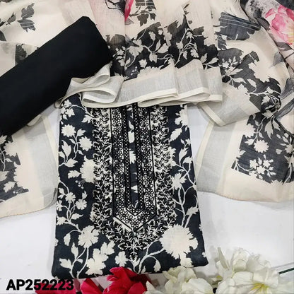 Black printed semi linen salwar material ap252223-Neidhal