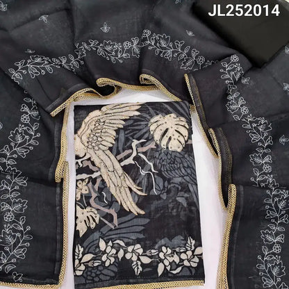 Black printed semi linen salwar material jl252014-Neidhal