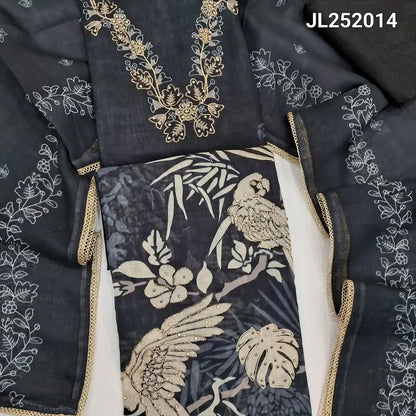Black printed semi linen salwar material jl252014-Neidhal
