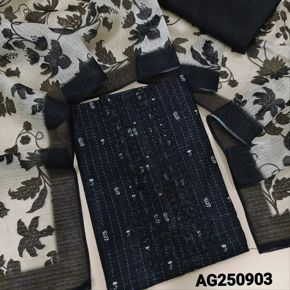 Black printed semi tussar salwar material ag250903-Neidhal