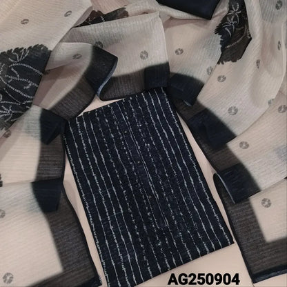 Black printed semi tussar salwar material ag250904-Neidhal