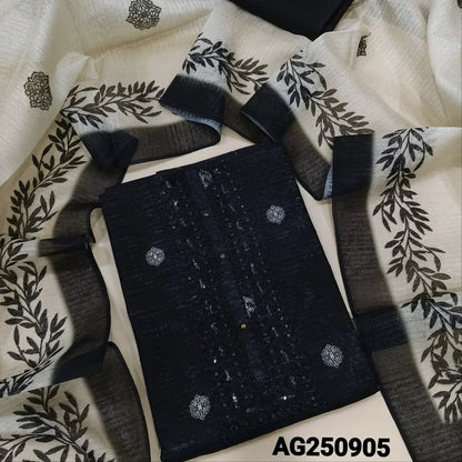 Black printed semi tussar salwar material ag250905-Neidhal