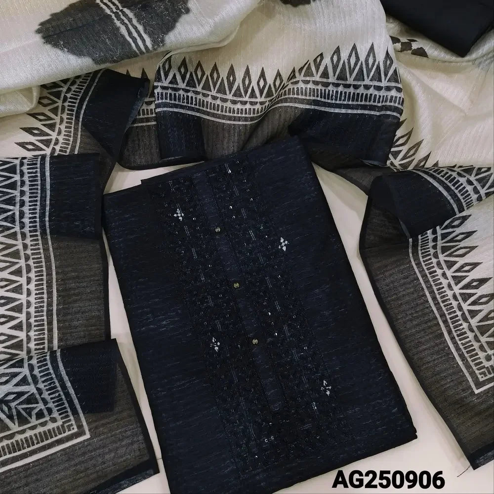Black printed semi tussar salwar material ag250906-Neidhal