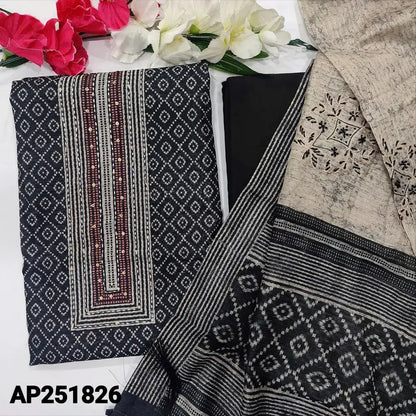 Black Printed Slub Silk Cotton Salwar Material AP251826-Neidhal