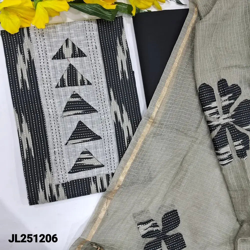 Black pure kantha cotton salwar material jl251206-Neidhal