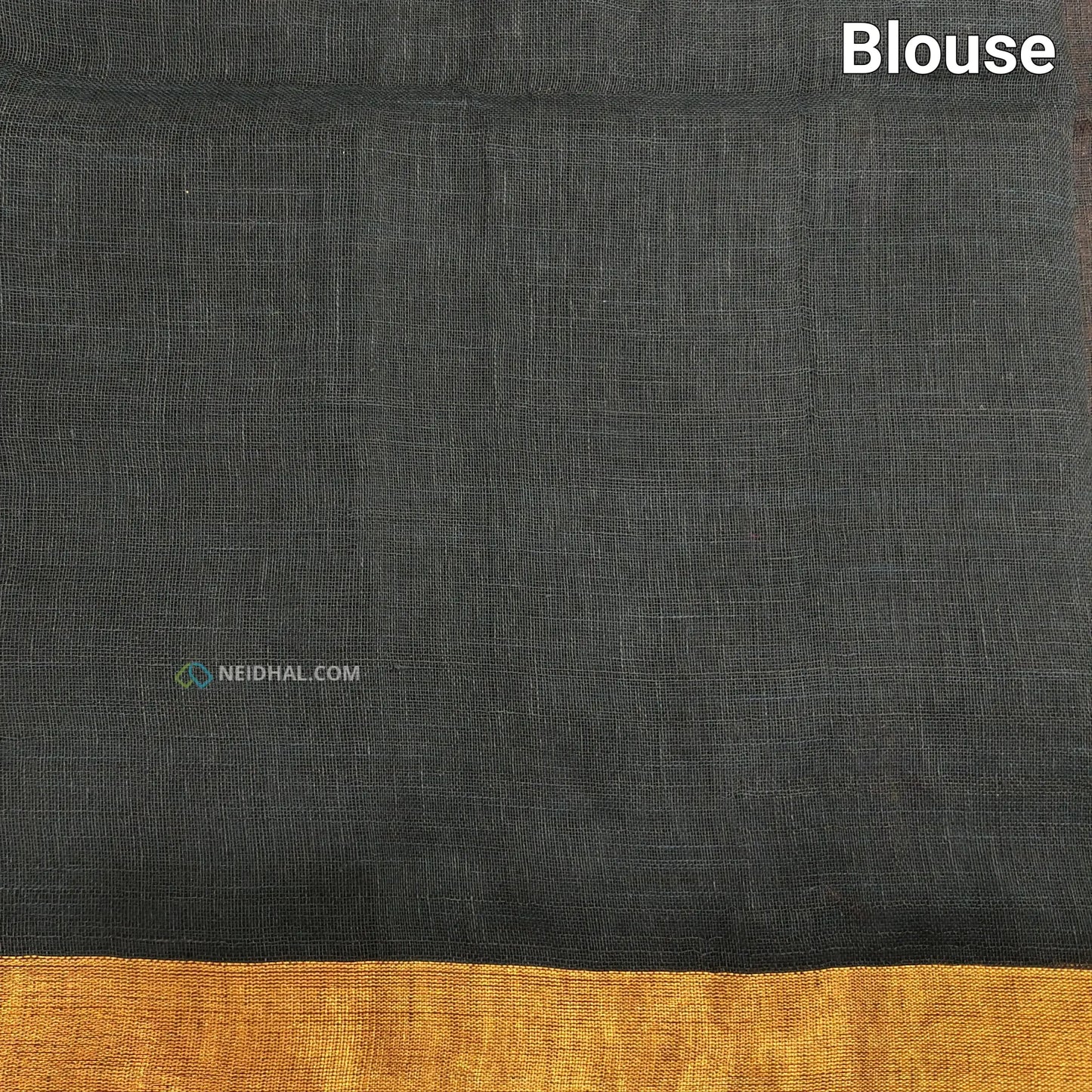 Black Pure Linen Handwoven Saree - Lightweight & Elegant | Neidhal