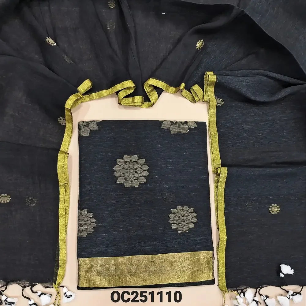 black pure linen salwar material OC251110-Neidhal