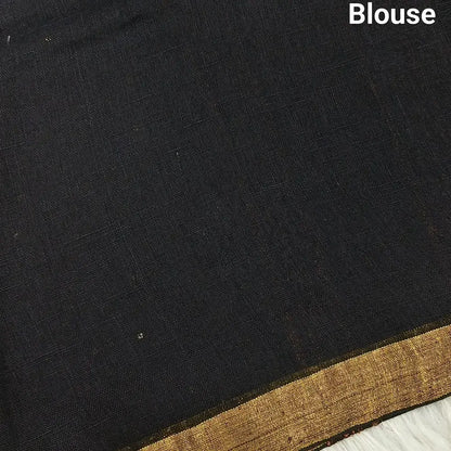 Black pure linen saree ns132-Neidhal