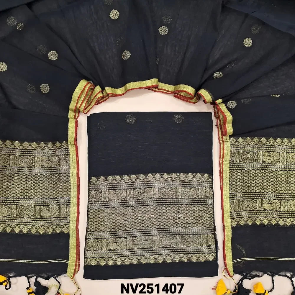 black pure linen unstitched salwar material nv251407-Neidhal