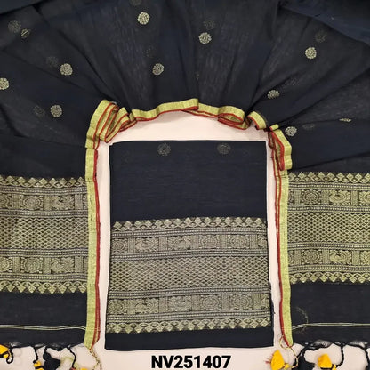 black pure linen unstitched salwar material nv251407-Neidhal