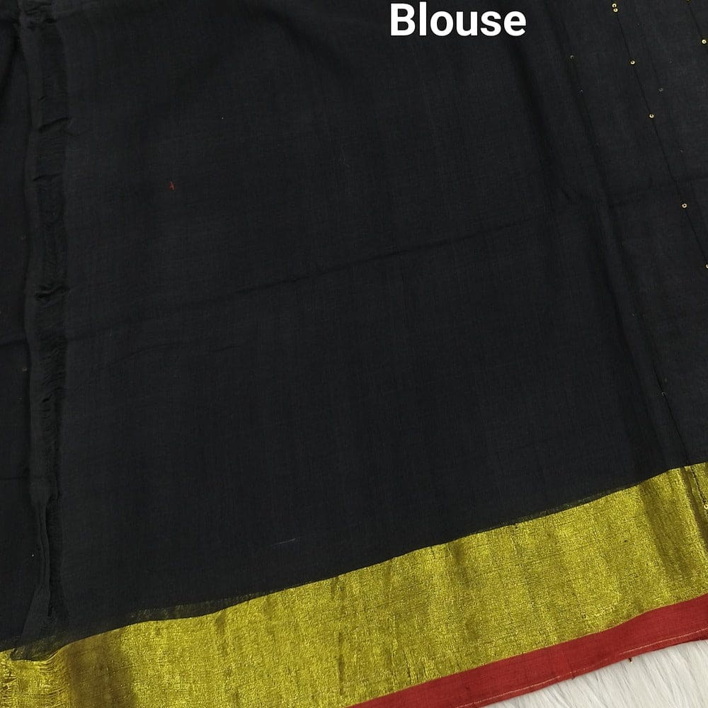 Black pure mul cotton saree ns146-Neidhal