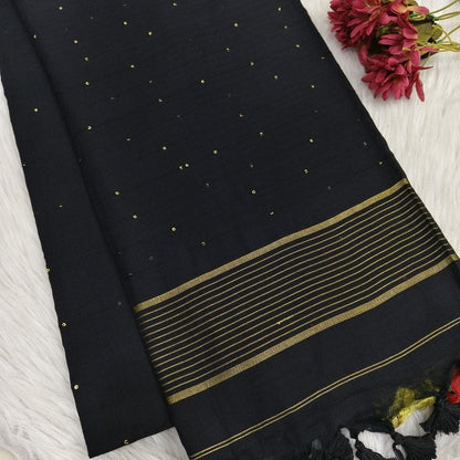 Black pure mul cotton saree ns146-Neidhal
