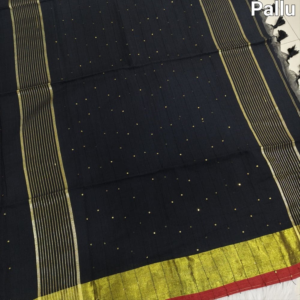 Black pure mul cotton saree ns146-Neidhal