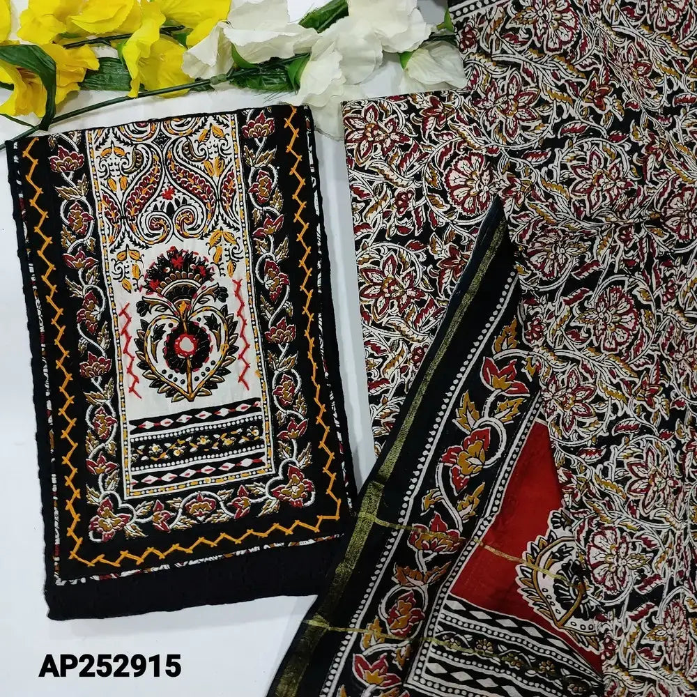 Black schiffli embroidered cotton salwar material ap252915-Neidhal