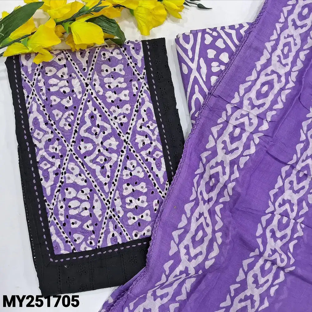 Black schiffli embroidered cotton salwar material my251705-Neidhal