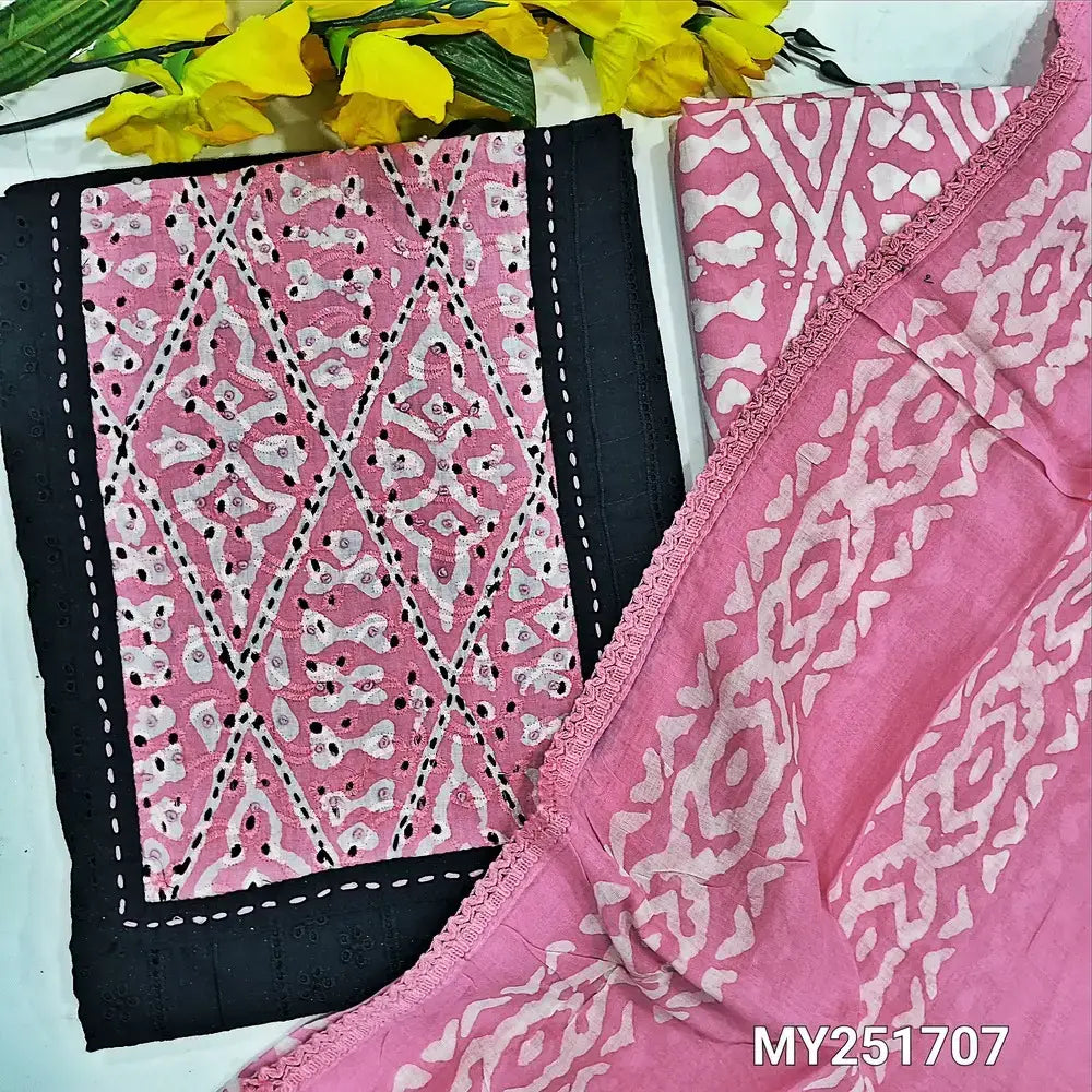 Black schiffli embroidered cotton salwar material my251707-Neidhal