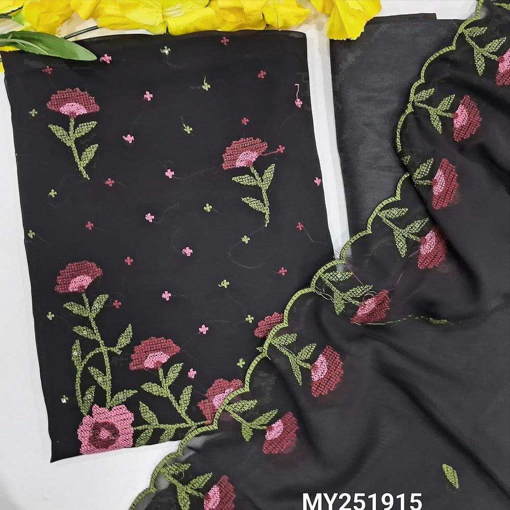 Black semi georgette salwar material my251916-Neidhal