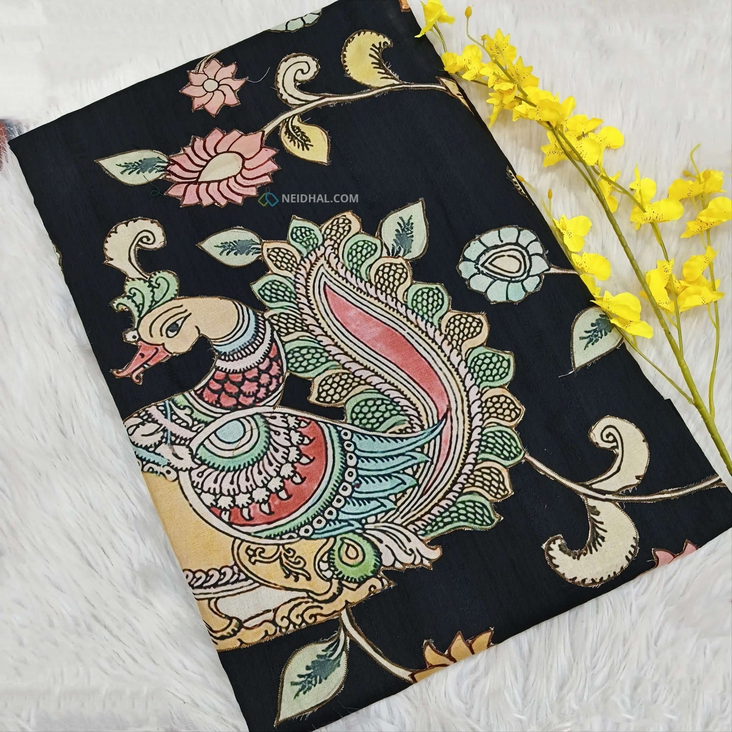 Black semi jute silk saree ns34-Neidhal