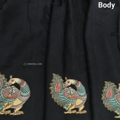 Black semi jute silk saree ns34-Neidhal