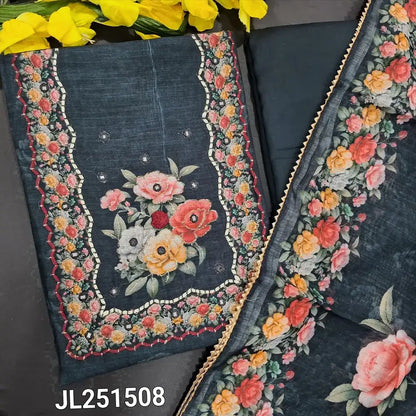 Black semi linen salwar material jl251508-Neidhal