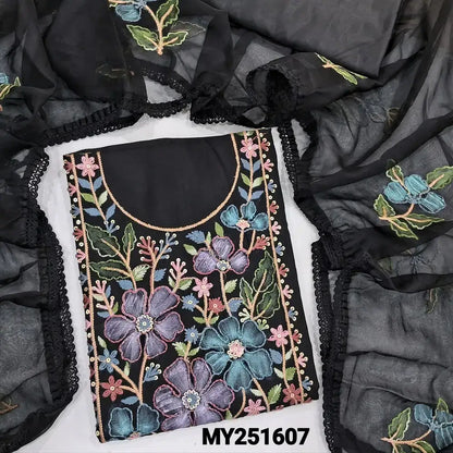 Black semi linen salwar material my251607-Neidhal