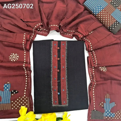 Black slub cotton salwar material ag250703-Neidhal