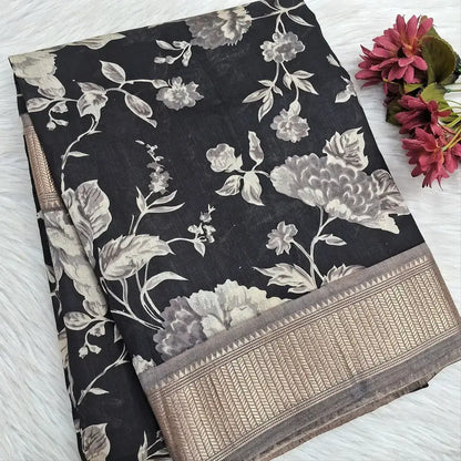 Black soft silk cotton saree ns222-Neidhal