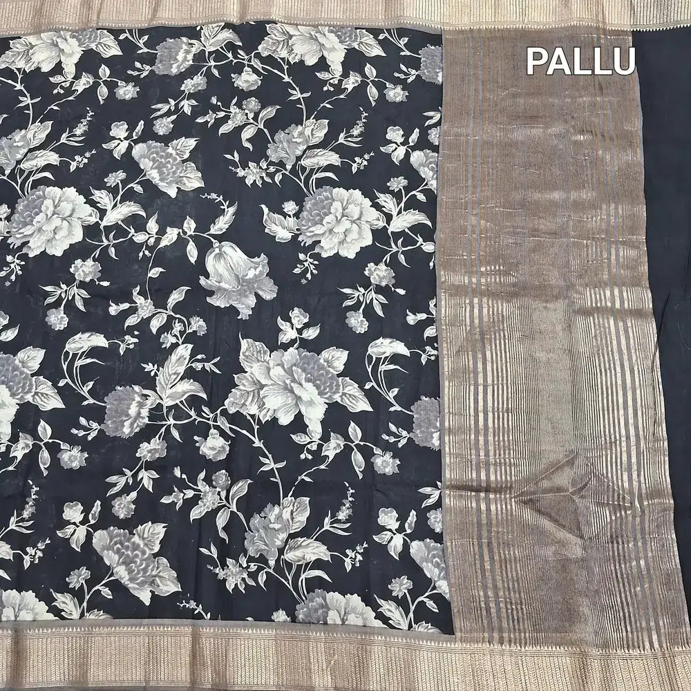 Black soft silk cotton saree ns222-Neidhal
