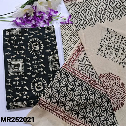 Black warli printed cotton salwar material mr252021-Neidhal