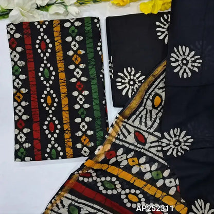 Black wax batik cotton salwar material ap252311-Neidhal