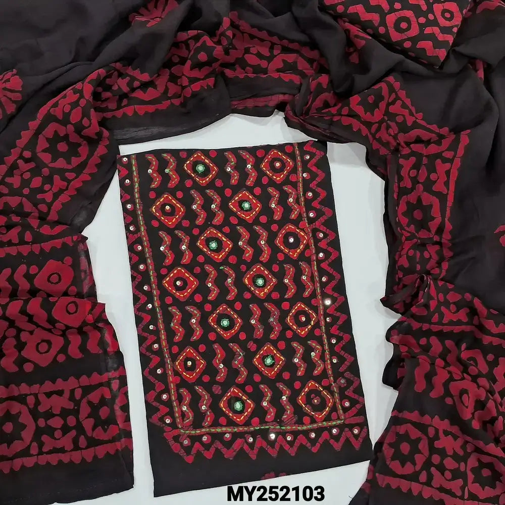 Black wax batik dyed cotton salwar material my252103-Neihdal