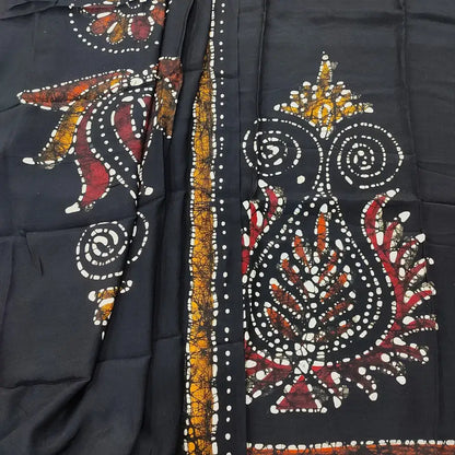 Black wax batik modal cotton salwar material ap250503-Neidhal