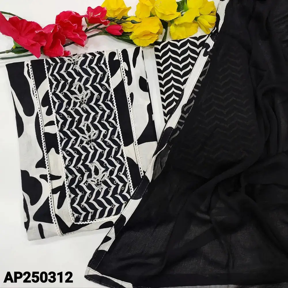 Black white abstract printed soft cotton salwar material ap250312-Neidhal