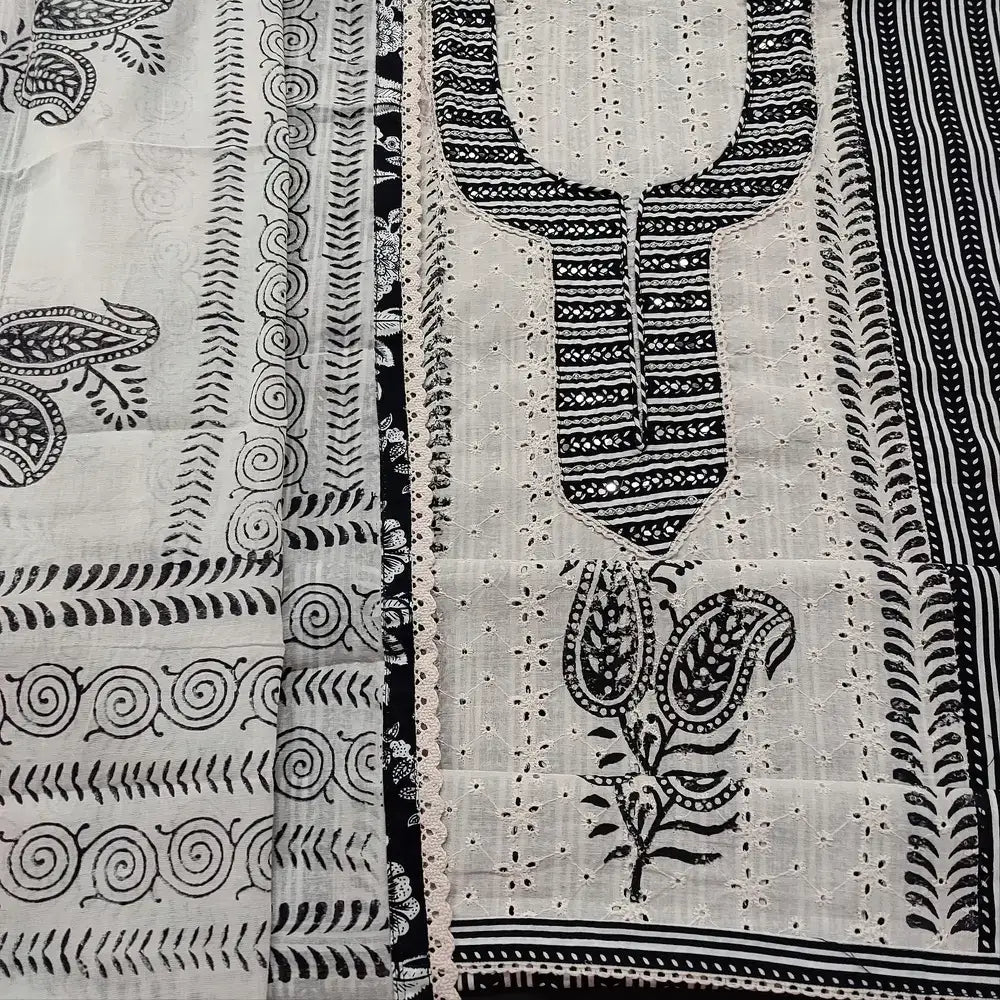 Black white cotton salwar material mr252302-Neidhal