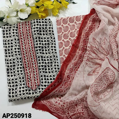 Black white printed soft satin cotton salwar material ap250918-Neidhal