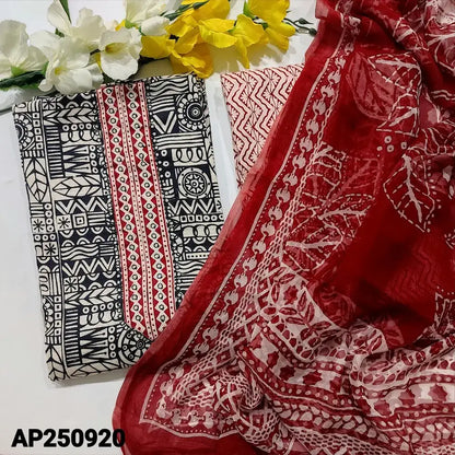 Black white printed soft satin cotton salwar material ap250920-Neidhal