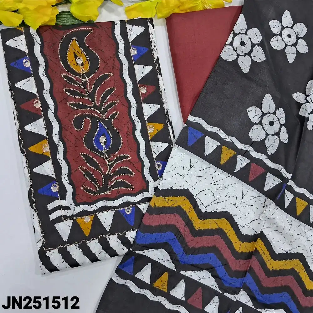 Black white zigzag printed soft cotton salwar material jn251512-Neidhal