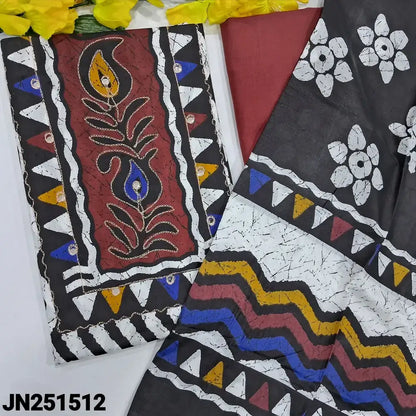 Black white zigzag printed soft cotton salwar material jn251512-Neidhal