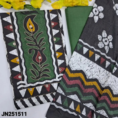 Black white zigzag printed soft cotton salwar material jn251511-Neidhal