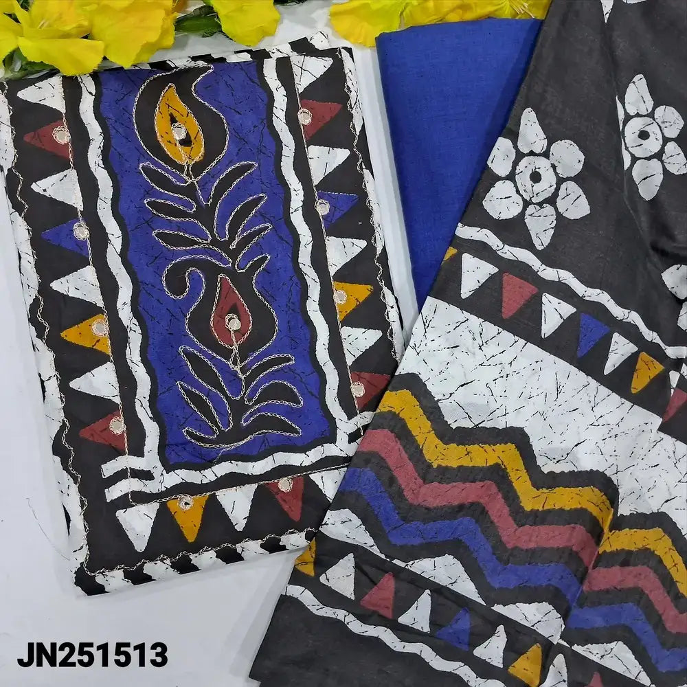 Black white zigzag printed soft cotton salwar material jn251513-Neidhal