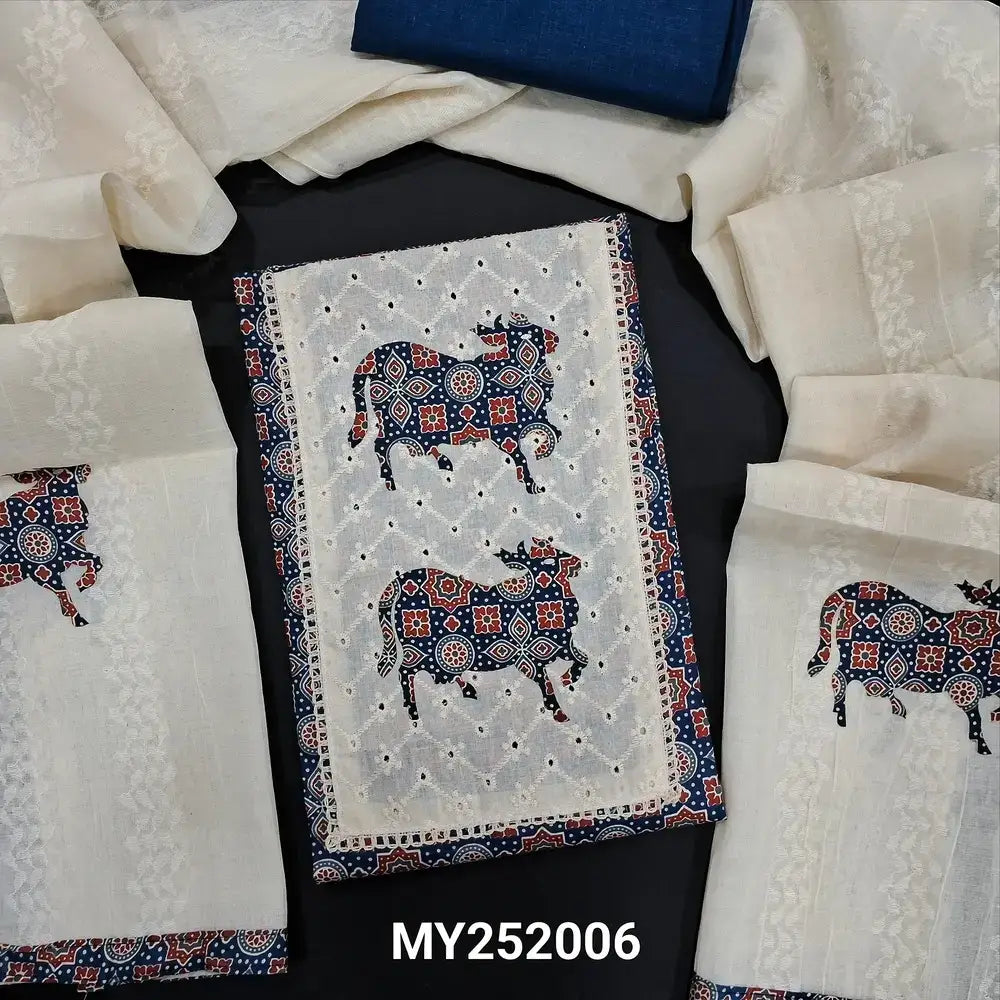 blue ajrak cotton salwar material my252006-Neidhal