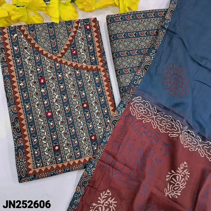Blue ajrak printed cotton salwar material jn252606-Neidhal