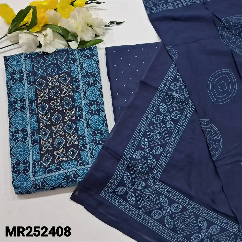 Blue ajrak printed cotton salwar material mr252408-Neidhal