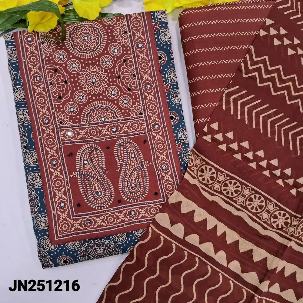 Blue ajrak printed soft cotton salwar material jn251216-Neidhal