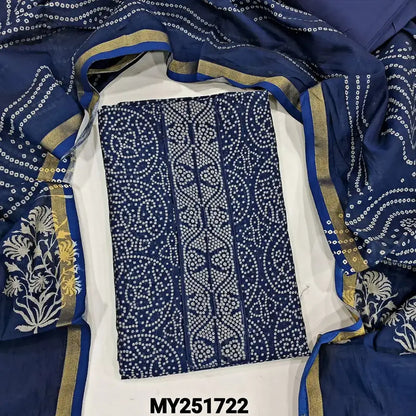 Blue bandhini printed chanderi silk cotton salwar material my251722-Neidhal