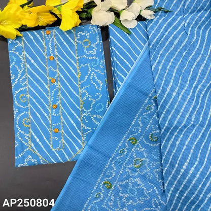 Blue bandhini printed cotton salwar material ap250804-Neidhal